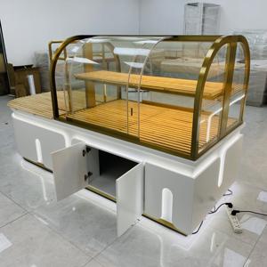 Vitrina de pan comercial Estantes de madera de vidrio templado de estilo simple moderno utilizados en pastelerías de alta gama - Product Image 2