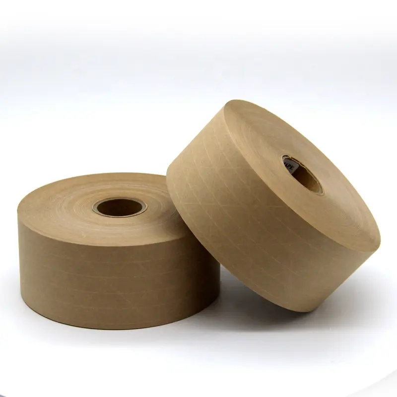 Support Custom Logo Environmentally Friendly Wet Water Reinforced Kraft Tape for Packaging  Shipping and Bundling