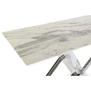 CONSOLA DE ACERO Y CRISTAL 120X40X75 ACABADO IZQUIERDO DE MÁRMOL - Product Image 2