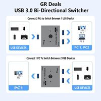 Commutateur USB 3.0 SYONG, commutateur USB bidirectionnel 1 entrée 2 sorties / 2 entrées 1 sortie, commutateur USB en aluminium pour 2 ordinateurs partageant les périphériques USB