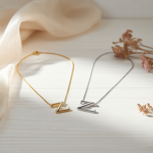 Collar con Colgante Z B, Oro, Plata, Acero Inoxidable, Joyería Minimalista de Moda, Unisex, Uso Diario, Regalo, Cadena de Serpiente, Letra - Product Image 2