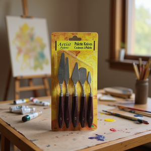 Artist Palette Knives 5Pc Set Steel Blades Wood Handles For Painting Mixing Colors - Product Image 2