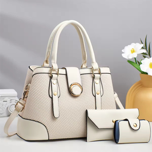 Conjunto de Tres Piezas con Estampado Simple para Mujer, Bolso de Mano de Gran Capacidad con Borlas, Cierre Abierto, Patrón de Caramelo, Bolso Bandolera - Product Image 3