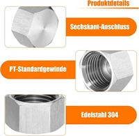 YOGAZEN Bouchons aveugles hexagonaux en acier inoxydable 304, filetage interne femelle G1/2 pouce (20 mm métrique), lot de 2, pour étanchéité de tuyaux d'eau