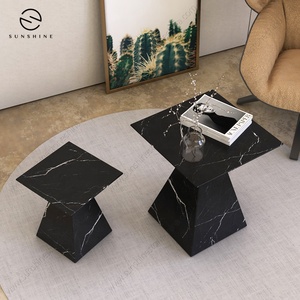 Minimalista Café Mesa auxiliar de café Antiguo Nuevo diseño Mesa de centro de mármol negro Mesa auxiliar - Product Image 3