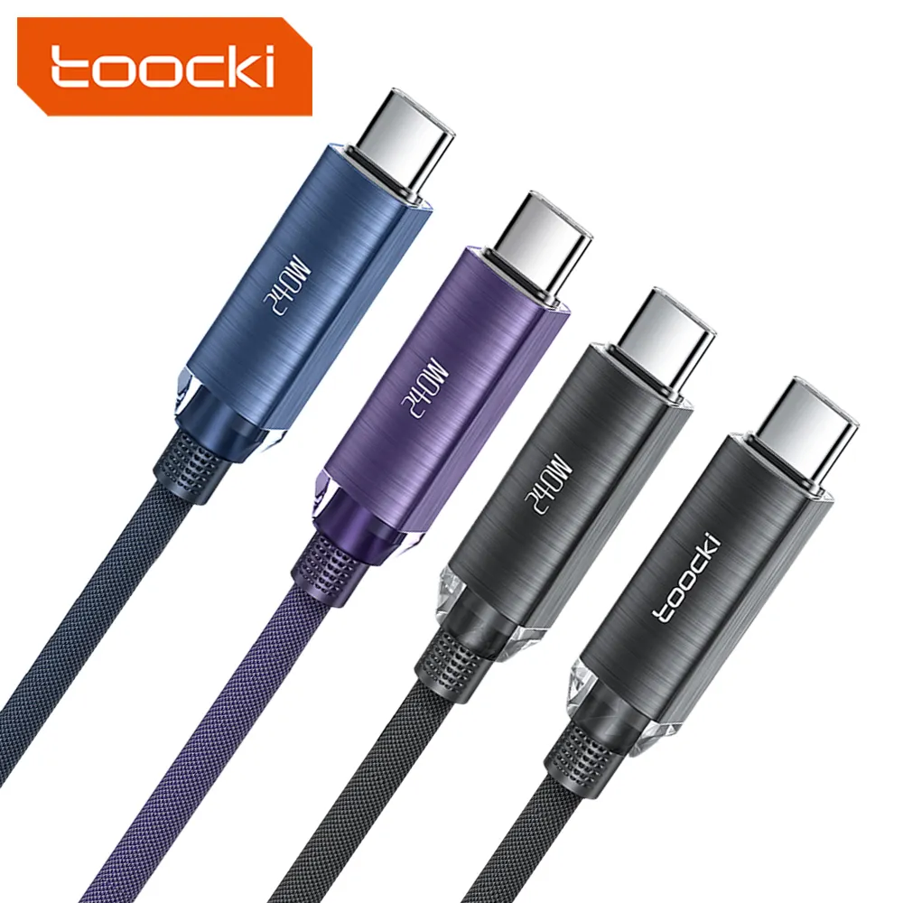 Toocki 240W PD3.1 cristallo di alluminio di tipo C a tipo C QC3.0 cavo dati di ricarica rapida USB C cavo del telefono per iPhone HUAWEI Android