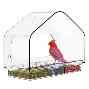 Mangeoire à oiseaux transparente à ventouses robustes pour extérieur, en acrylique transparent, suspendue, attrape-graines pour oiseaux sauvages - Product Image 4