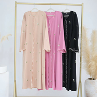 Nuosha OEM Cardigan Abaya élégant en dentelle brodée de fleurs de style musulman Dubaï Moyen-Orient, CE, pour un usage quotidien