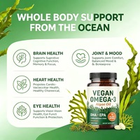 Gélules végétales d'Oméga 3 à base de plantes, sans poisson, 120 unités, avec huile d'algues, supplément DHA EPA pour la santé cardiaque, cérébrale et oculaire
