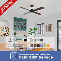 1stshine Ventilateur de plafond moderne à 4 pales de 52 pouces avec lumière et télécommande pour chambre à coucher Moteur DC puissant et silencieux