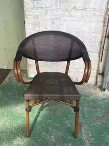 Silla de mimbre de bambú para terraza, conjunto de restaurante de ratán con brazos para jardín, patio, comedor, reposabrazos, cafetería, tienda de café - Product Image 6