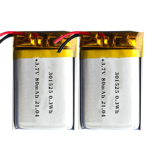 301525-80mAh 8g Semi-solid State LiPo Battery 3.7V NiMnCoO2 500 Cycles -20~60C for Toys & Small Electronic Devices