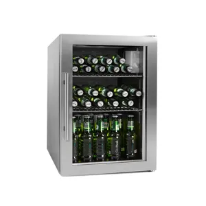 63L Kulkas Bar Hitam Berkualitas Tinggi untuk Kulkas Minuman dengan Pintu Kaca Kulkas Mini Komersial