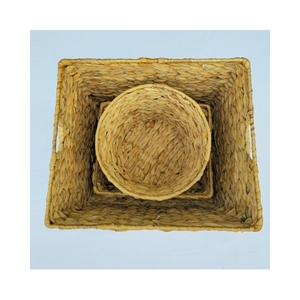 Natural Rattan Storage <b>Baskets</b> Set of 3 Handwoven <b>Rectangular</b> with Handles Multi-Purpose Rustic Design for Neatening - Product Image 4