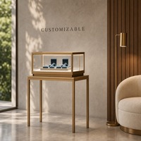 Vitrine à bijoux en verre éclairée par LED, dimensions personnalisables, pour magasin de bijoux, vente au détail et en gros
