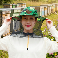 Nouveau chapeau anti-abeilles multicolore camouflage avec double anneau en acier, outil d'apiculture