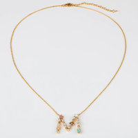 Collection initiale personnalisée bijoux en zircone cubique 925 argent sterling opale monogramme lettres pendentif collier pour femmes