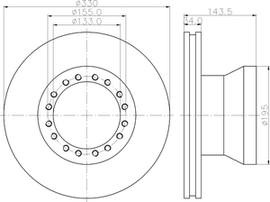 Piezas de Frenado para Camiones de Alta Calidad 1403758, Eje Delantero Ventilado C.V. Accesorios para Discos de Freno para Camiones Europeos - Product Image 5
