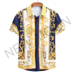 Custom New Mens Hawaiian Short Sleeve Custom Logo Luxury Gold Men Printing Summer Beach Casual Style Clothing Shirt - Product Image 6
