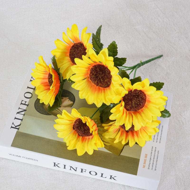 High Quality Yellow Silk Sunflower Artificial Flowers Home Party ...