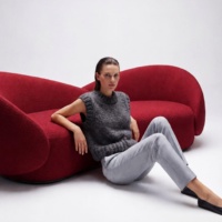 Vente directe usine : Canapé design artistique courbé, couleur unie, pour une touche de personnalité, personnalisable
