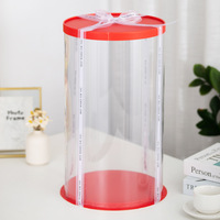 Boîte à gâteau ronde transparente à motif cylindrique clair, emballage pour cadeaux de fleurs, anti-poussière, boîte de rangement pour gâteaux d'exposition