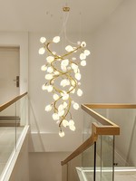 Lámpara de Techo para Sala de Estar de Villa Dúplex, Diseño Artístico Estilo Magnolia, LED Blanco Cálido, Lámpara Colgante para Escalera con Techo Alto