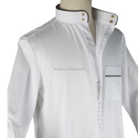 Moins cher Style qatari manches longues robe arabe caftan Jubbah Jalabya ethnique Lelaki Kandura vêtements musulmans Thobe homme taille
