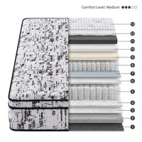 Matelas à ressorts ensachés 7 zones en gros, hybride latex et mousse à mémoire de forme, compressé sous vide, pour hôtel