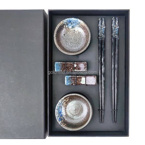 عالية الجودة اليابانية الرجعية مجموعة أدوات الطعام هدية مربع لمدة 2 شخص مجموعة أطباق طبق عيدان الطعام هدية الزفاف زوجين - Product Image 2