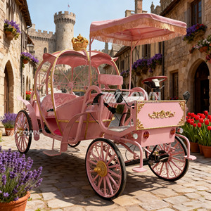 <b>Pink</b> Princess Electric Carriage With Gold Crown And <b>Canopy</b> For Special Transportation - Product Image 2