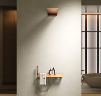 Nouvelle Collection 2026 : Ensemble de Douche Mural Luxe Effet Or Rose Brossé 3 Modes avec Pommeau Pluie – Kit Complet