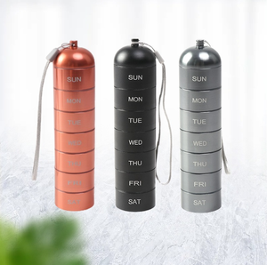 Pastillero de aluminio inoxidable Steal Mini portátil con llavero <span class=keywords><strong>7</strong></span> días organizador de pastillas semanal pastillero tableta estuche de viaje - Product Image 5