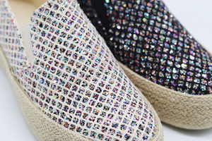 Espadrilles compensées à enfiler ornées de strass avec semelle en jute tressée, chaussures décontractées d'été bohèmes pour femmes - Product Image 5