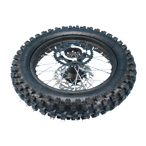 Pit <span class=keywords><strong>Dirt</strong></span> Bike <span class=keywords><strong>Roue</strong></span> arrière complète de <span class=keywords><strong>14</strong></span> pouces, jante et moyeu en acier 90-100/<span class=keywords><strong>14</strong></span>, essieu de 15mm avec pneu Guangli, disque de frein et pignon arrière - Product Image 3