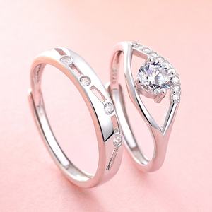 Ensemble de bagues classiques pour couple en gros, plaqué rhodium, argent sterling, design tendance, bijoux de valeur pour mariage et fête CMA - Product Image 4