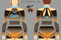 Uniforme de cheerleading personnalisé en tissu à manches longues, épaules dénudées, orné de strass étincelants et de nœuds