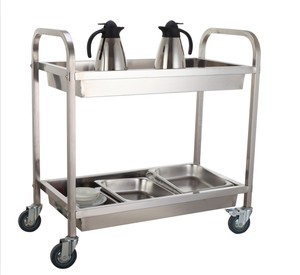 Stainless Steel Serving <b>Trolley</b> Four Tier Food Service <b>Cart</b> With Wheels - Product Image 3