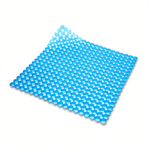 Alfombra de ducha antideslizante Rondo de 52x52 cm, azul, para mayor seguridad en el baño. - Product Image 3