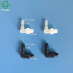 Plastic Elbow Connector 10-32UNF Threaded Barbed For <b>Silicone</b> <b>Pipe</b> ABS Material - Product Image 3