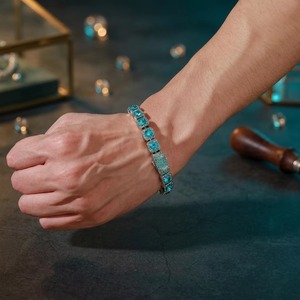 Bracelet en zircon turquoise style hip-hop, idéal pour les fêtes et les cadeaux, disponible à prix avantageux pour la vente en gros. - Product Image 4