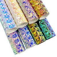 Cuir synthétique PU Rexine à motif triangulaire irisé gravé au laser de 0,7 mm, anti-rayures, pour sac à main, chaussures, trousse de maquillage