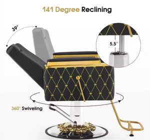 Fauteuil de Barbier en Cuir Réglable et Élévateur, Design Moderne et Élégant, pour Coiffures Homme Coiffées à l'Arrière, Idéal pour Salons de Coiffure - Product Image 5