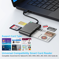 Lector de Tarjetas Inteligentes Rocketek USB 2.0 6 en 1 con Múltiples Puertos para Tarjetas SD/TF/Bancarias