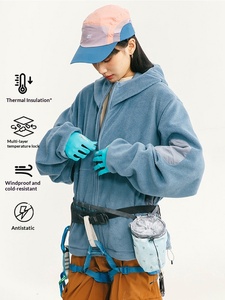 Cardigan zippé unisexe en polaire épaisse anti-plis coupe ample à capuche – Collection Automne/Hiver – Marque <span class=keywords><strong>Tendance</strong></span> - Product Image 3