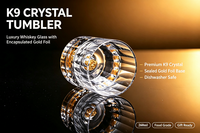 Vaso de whisky de cristal K9 sin plomo, tallado a mano con patrón Edo Kiriko de cebada, grabado, para whisky, bourbon, whisky escocés, licor, elegante.