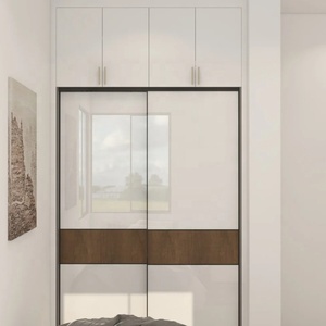 <span class=keywords><strong>Armoire</strong></span> à <span class=keywords><strong>portes</strong></span> <span class=keywords><strong>coulissantes</strong></span> avec finition laquée lisse moderne, <span class=keywords><strong>portes</strong></span> <span class=keywords><strong>miroir</strong></span> pleine longueur - Product Image 3
