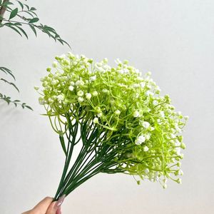 Arreglo de Flores Artificiales de Baby's Breath, Florero de Plástico Blanco, Decoración para el Hogar y la Oficina, Accesorios para Bodas - Product Image 4