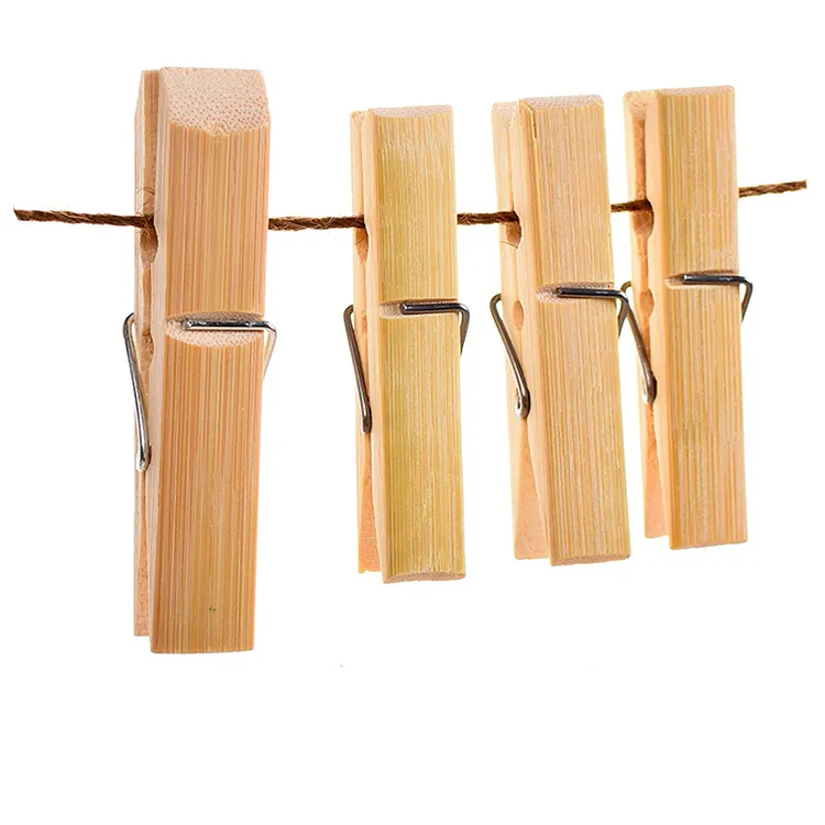 Estick Grote Bambu Droogrek Opknoping Wasknijpers En Sok Clips Outdoor Wasserij Kleren Pin 7Cm Bamboe Kleding Clips voor Droog