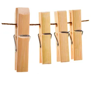 Estick – grand support de séchage en bambou, pinces à vêtements suspendues et pinces à chaussettes, épingle à linge d'extérieur 7Cm pinces à vêtements en bambou pour séchage